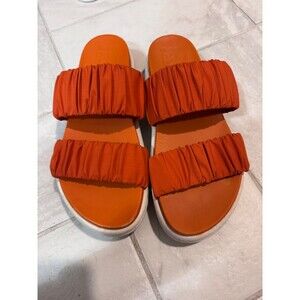 Sorel Roaming Orange White Slip-On Open Toe Slide Sandals Shoes Women's 7.5